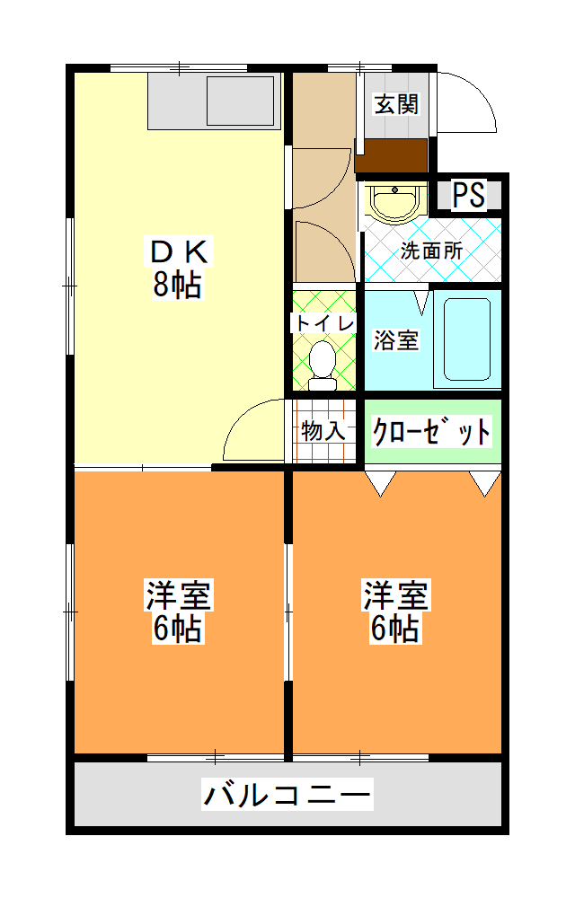 【山形市元木のアパートの間取り】