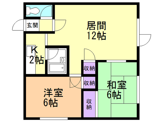 函館市大森町のアパートの間取り