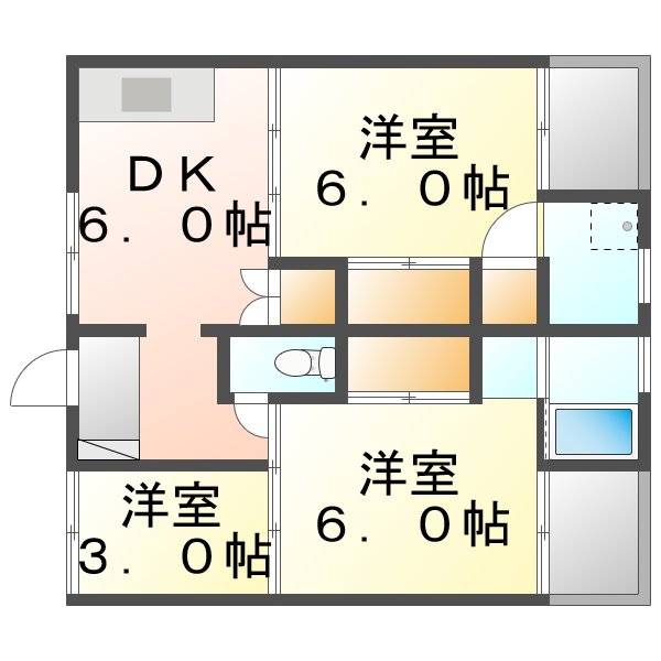 倉敷市水島北亀島町のマンションの間取り