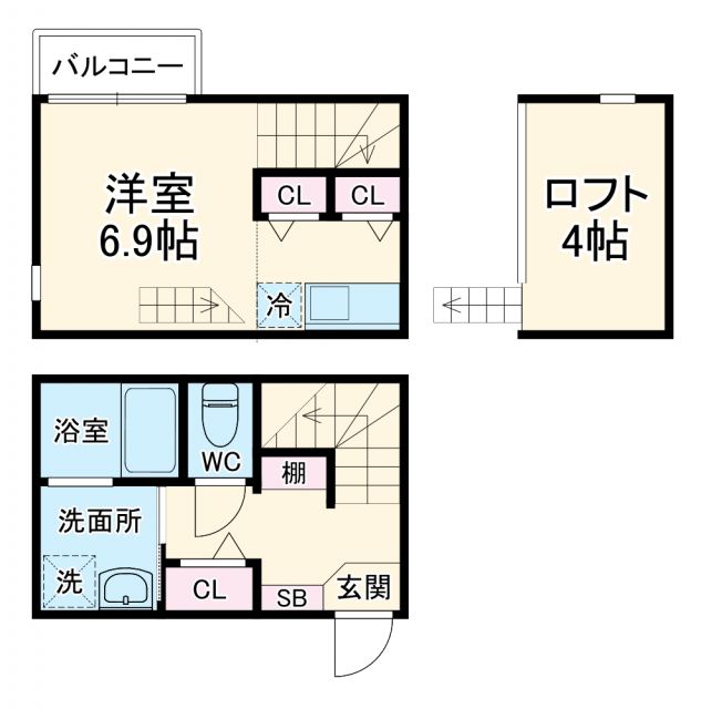 名古屋市北区八代町のアパートの間取り