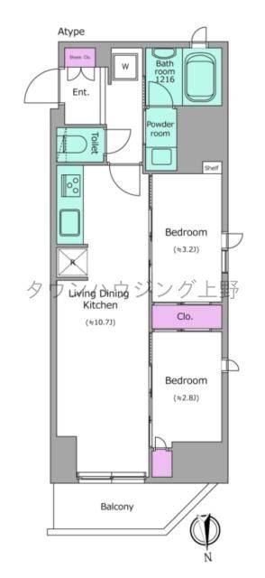 台東区東上野のマンションの間取り