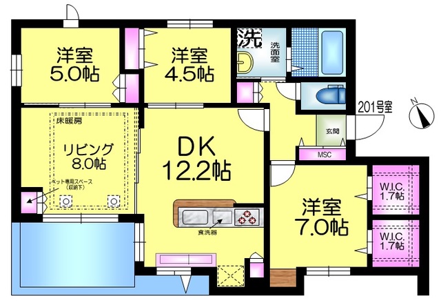 （仮称）おゆみ野３丁目メゾンの間取り