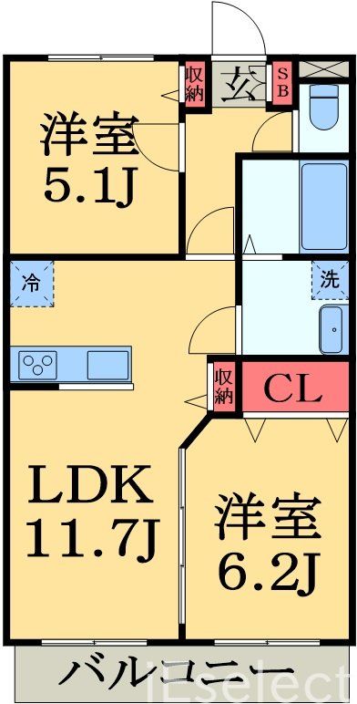 千葉市緑区おゆみ野のアパートの間取り