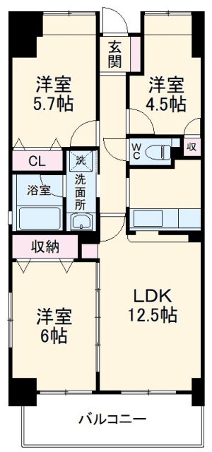 川口市芝塚原のマンションの間取り