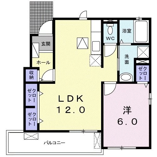 柴田郡柴田町大字四日市場のアパートの間取り