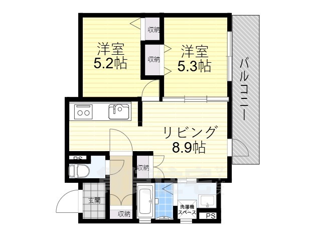 枚方市磯島元町のアパートの間取り