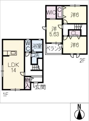 リーブルファイン新田町　２号棟の間取り