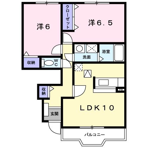 大和高田市曽大根のアパートの間取り