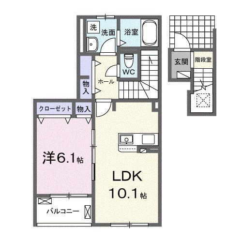 狭山市中央のアパートの間取り