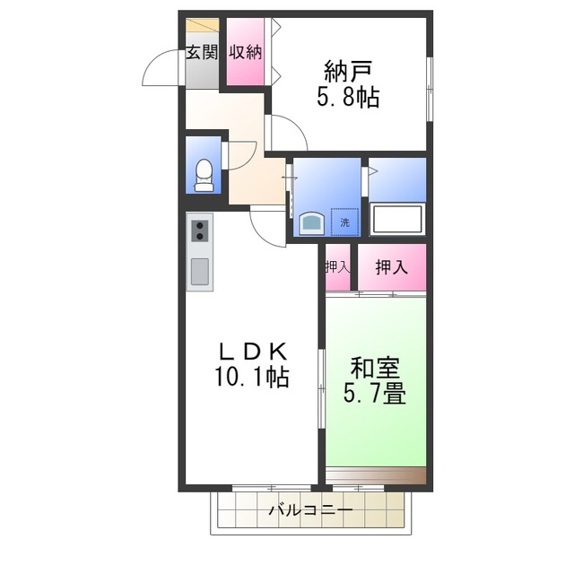 堺市西区浜寺船尾町東のアパートの間取り