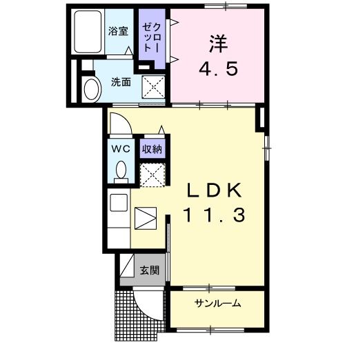 津市栗真町屋町のアパートの間取り