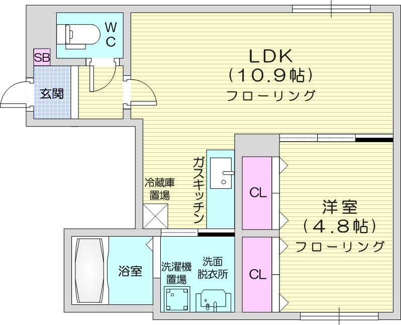 札幌市西区発寒十条のマンションの間取り