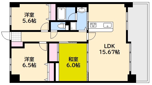 広島市西区三滝本町のマンションの間取り