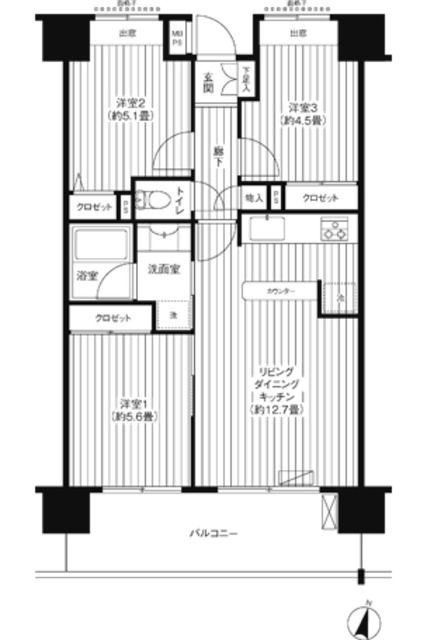 さいたま市浦和区常盤のマンションの間取り