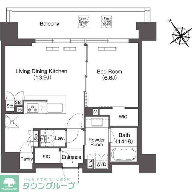 港区芝浦のマンションの間取り