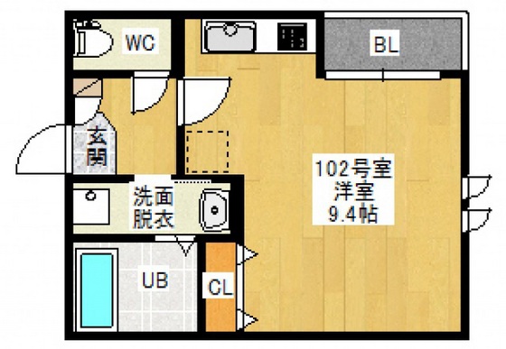 広島市南区出島のアパートの間取り