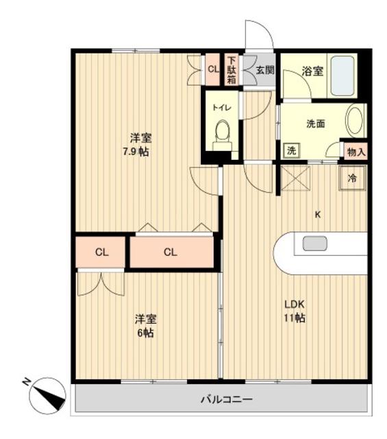 仙台市宮城野区原町のマンションの間取り