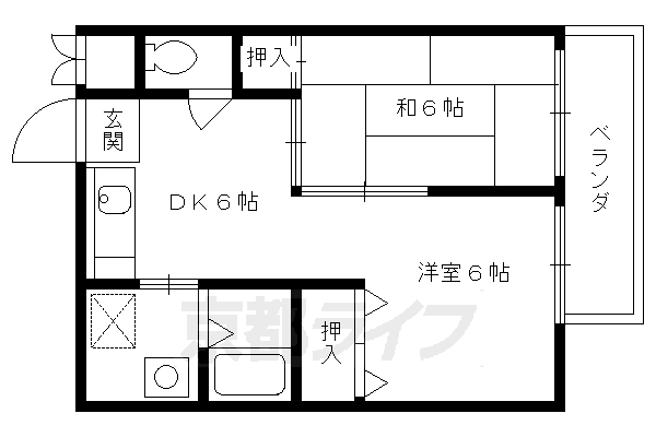 京都市伏見区深草大亀谷西久宝寺町のマンションの間取り