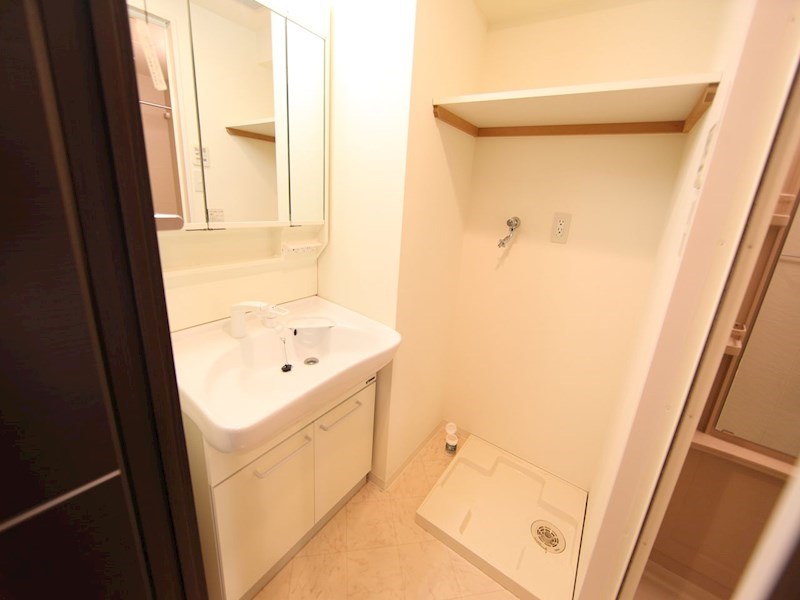 洗面設備　脱衣所　独立洗面台（シャンプードレッサー付）収納スペース有