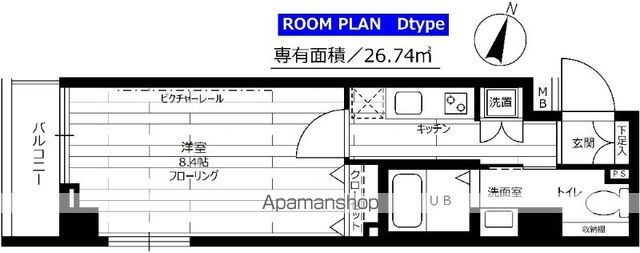 東急池上線 御嶽山駅 徒歩5分 7階建 築24年の間取り写真