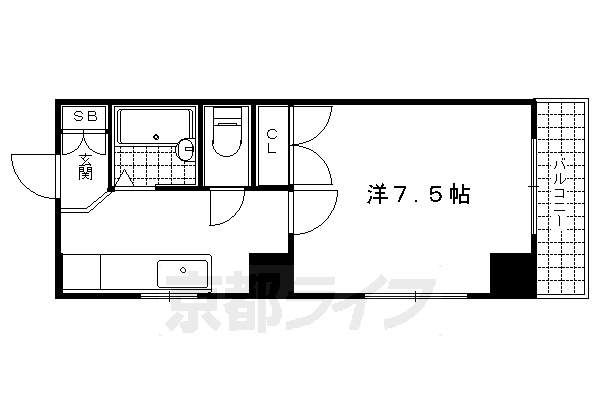 京都市左京区聖護院山王町のマンションの間取り