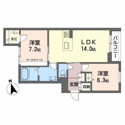 長岡市土合のマンションの間取り