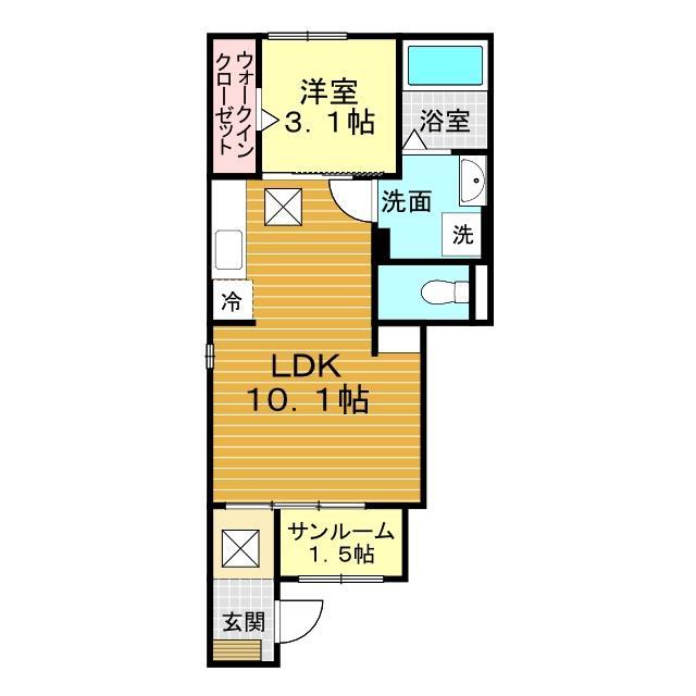 山口市小郡尾崎町のアパートの間取り