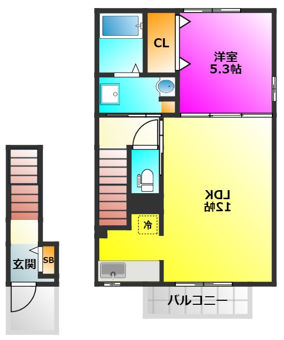 福岡市南区柏原のアパートの間取り