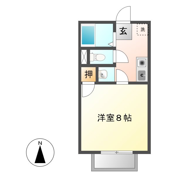 倉敷市上東のアパートの間取り