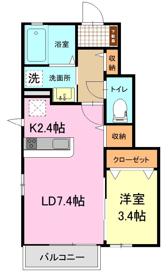 北九州市若松区老松のアパートの間取り