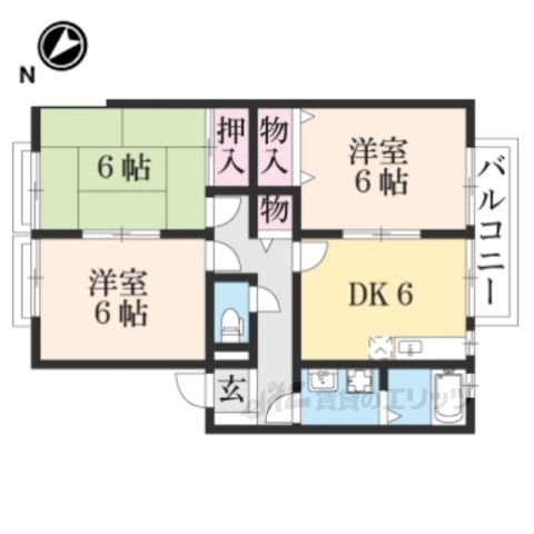 【野洲市小篠原のアパートの間取り】