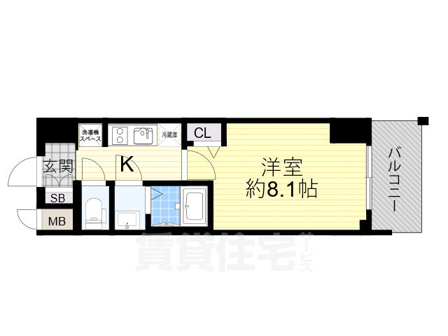 プレサンス谷町九丁目駅前の間取り