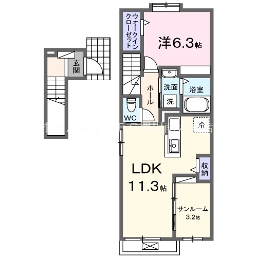 豊橋市新栄町のアパートの間取り