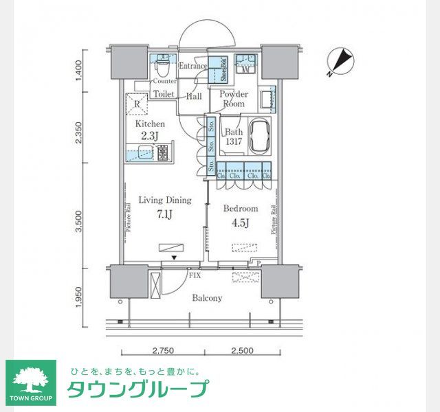 中央区晴海のマンションの間取り