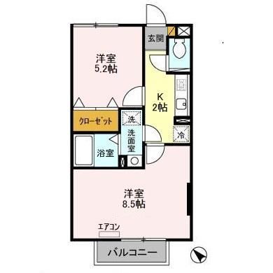 【千葉市若葉区みつわ台のアパートの間取り】