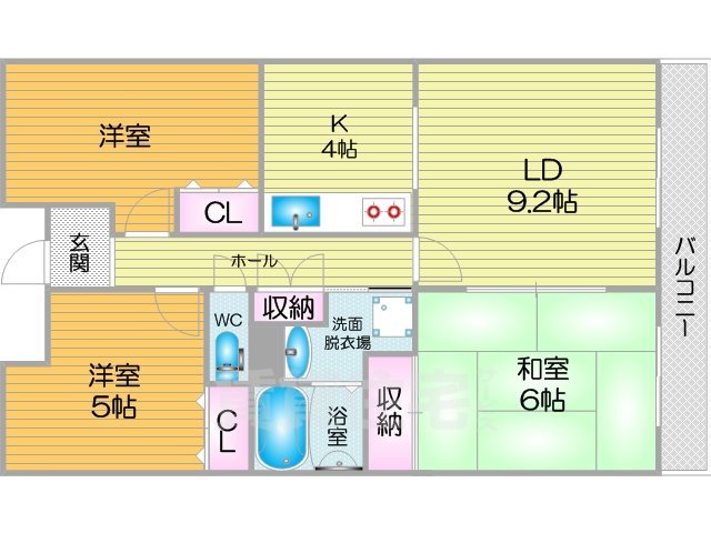 グランデージ住之江の間取り