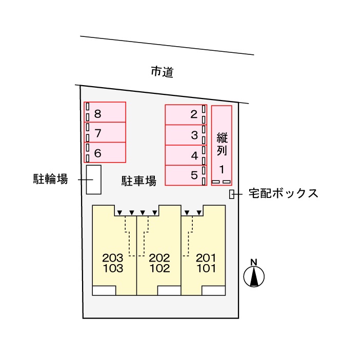 【岡崎市小針町のアパートの駐車場】