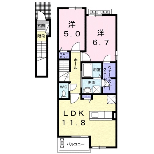 甲賀市水口町新城のアパートの間取り