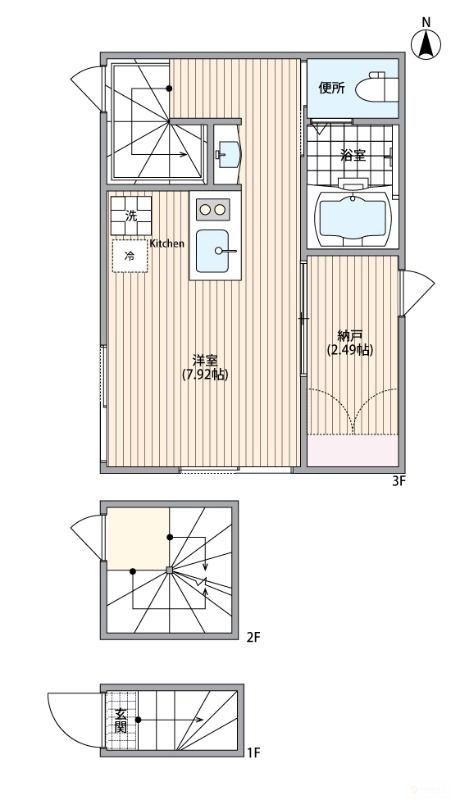 足立区千住緑町のアパートの間取り