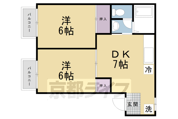 宇治市大久保町のアパートの間取り