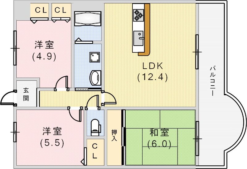 ディオフェルティ神戸弐番館の間取り