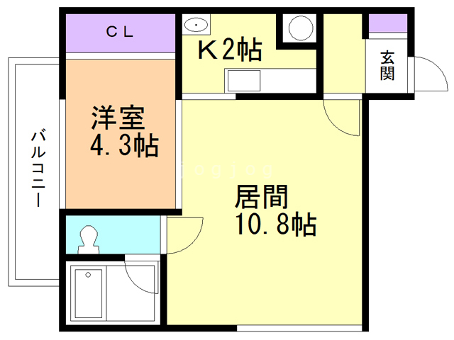 札幌市豊平区中の島一条のマンションの間取り