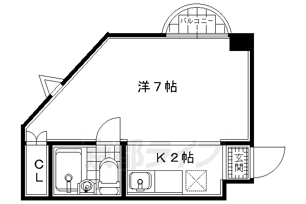近鉄京都線 大久保駅 徒歩4分 5階建 築34年の間取り写真