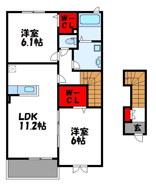 ＪＲ鹿児島本線 教育大前駅 徒歩7分 2階建 築13年の間取り写真