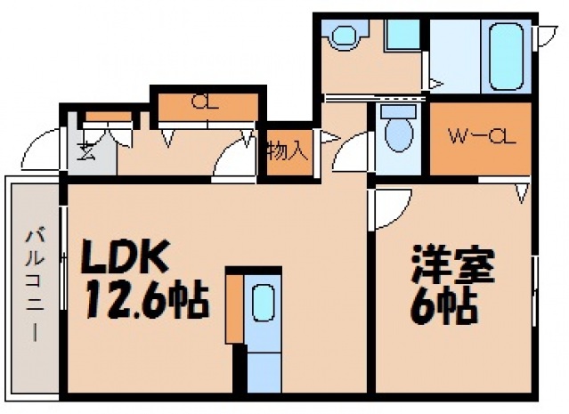 呉市焼山西のアパートの間取り