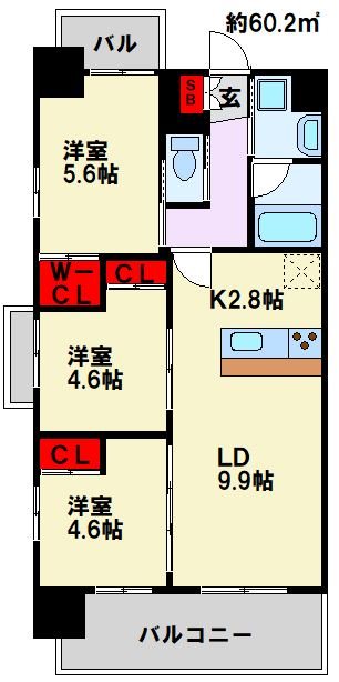 【コンダクトレジデンスFUTAJIMAの間取り】