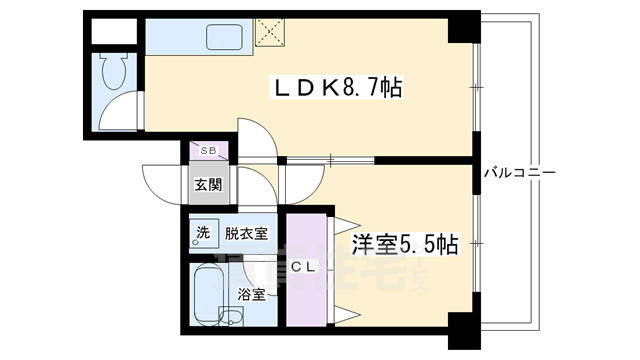 【京都市下京区西新屋敷太夫町のマンションの間取り】