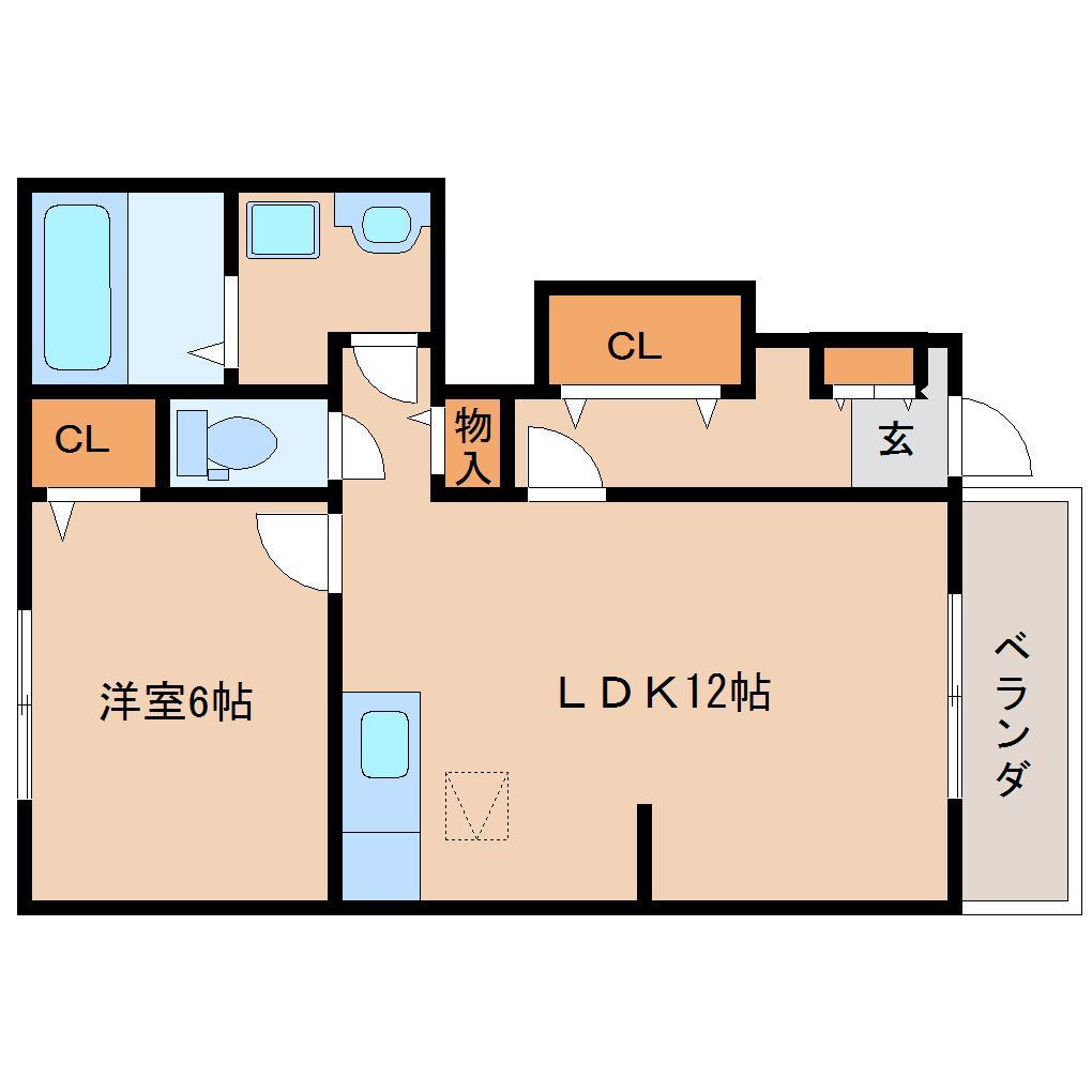 奈良市杏町のアパートの間取り