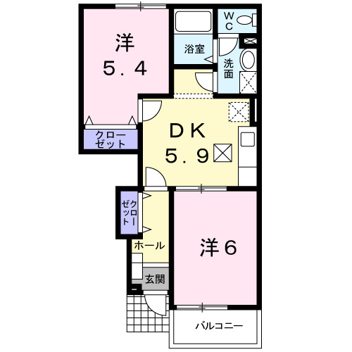 直方市大字山部のアパートの間取り