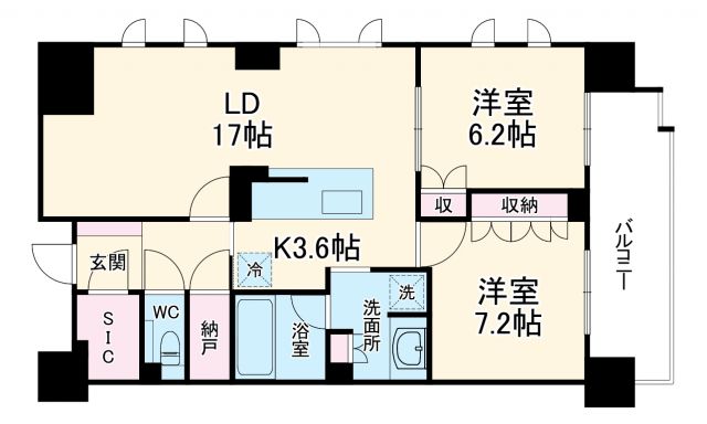 名古屋市北区清水のマンションの間取り